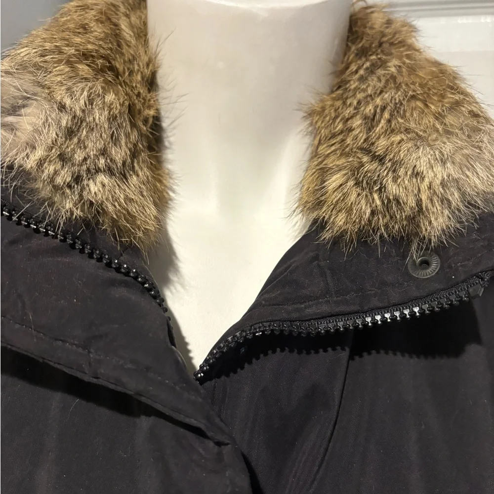 Women’s Burberry Black Trench Coat with Fur Trim Collar Nova Check Cuffs S/XL - Picture 6 of 16